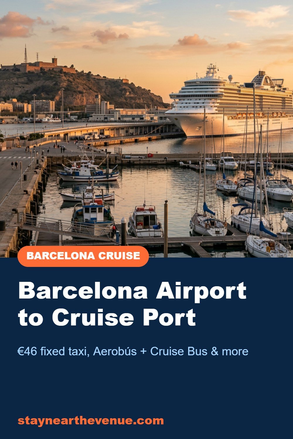 Pinterest pin: Barcelona Airport to Cruise Port