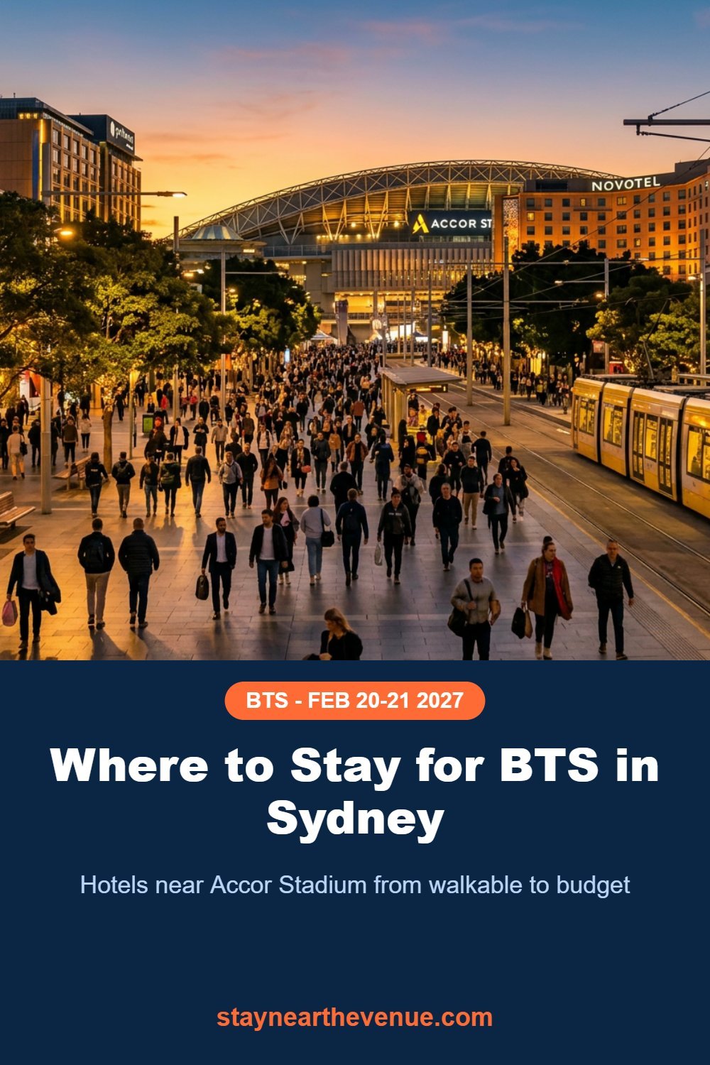 Pinterest pin: where to stay for BTS Sydney 2027