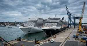 Cruise ships at an English south-coast port
