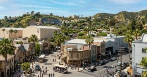 Hollywood film studio theme park backlot street